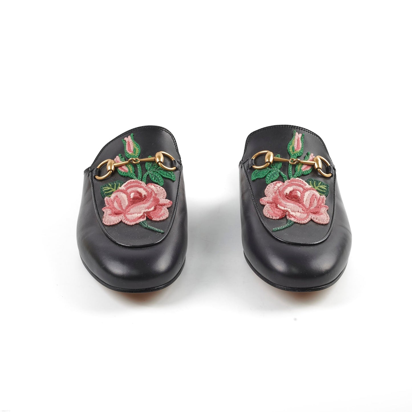 Gucci Princetown Rose Embroidered Leather Black 38