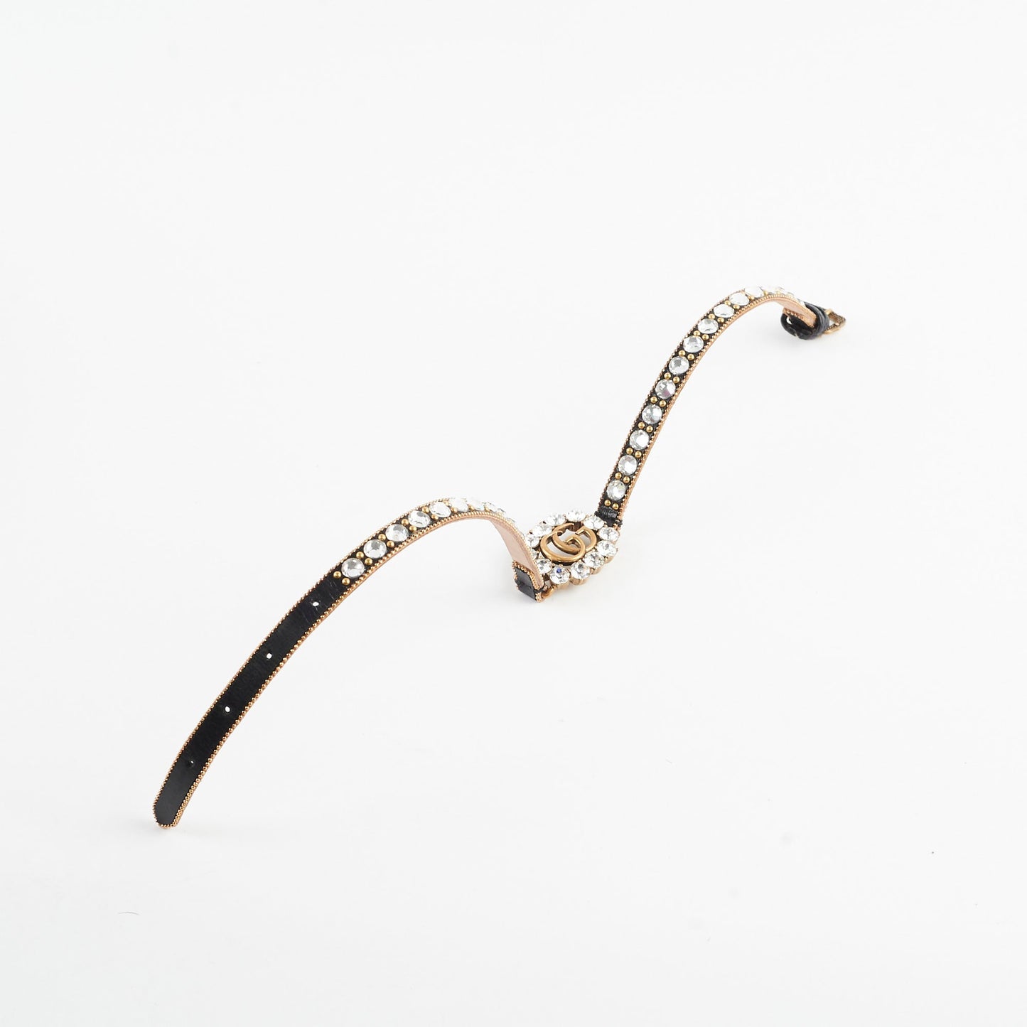 Gucci Logo Rhinestone Black Choker