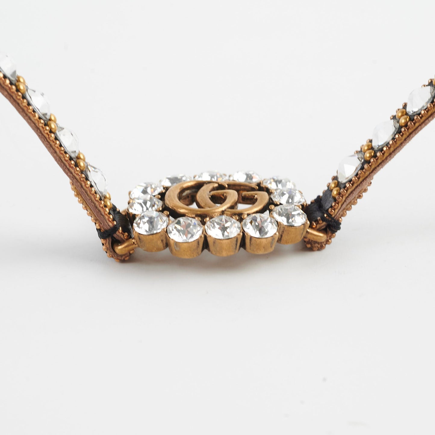 Gucci Logo Rhinestone Black Choker
