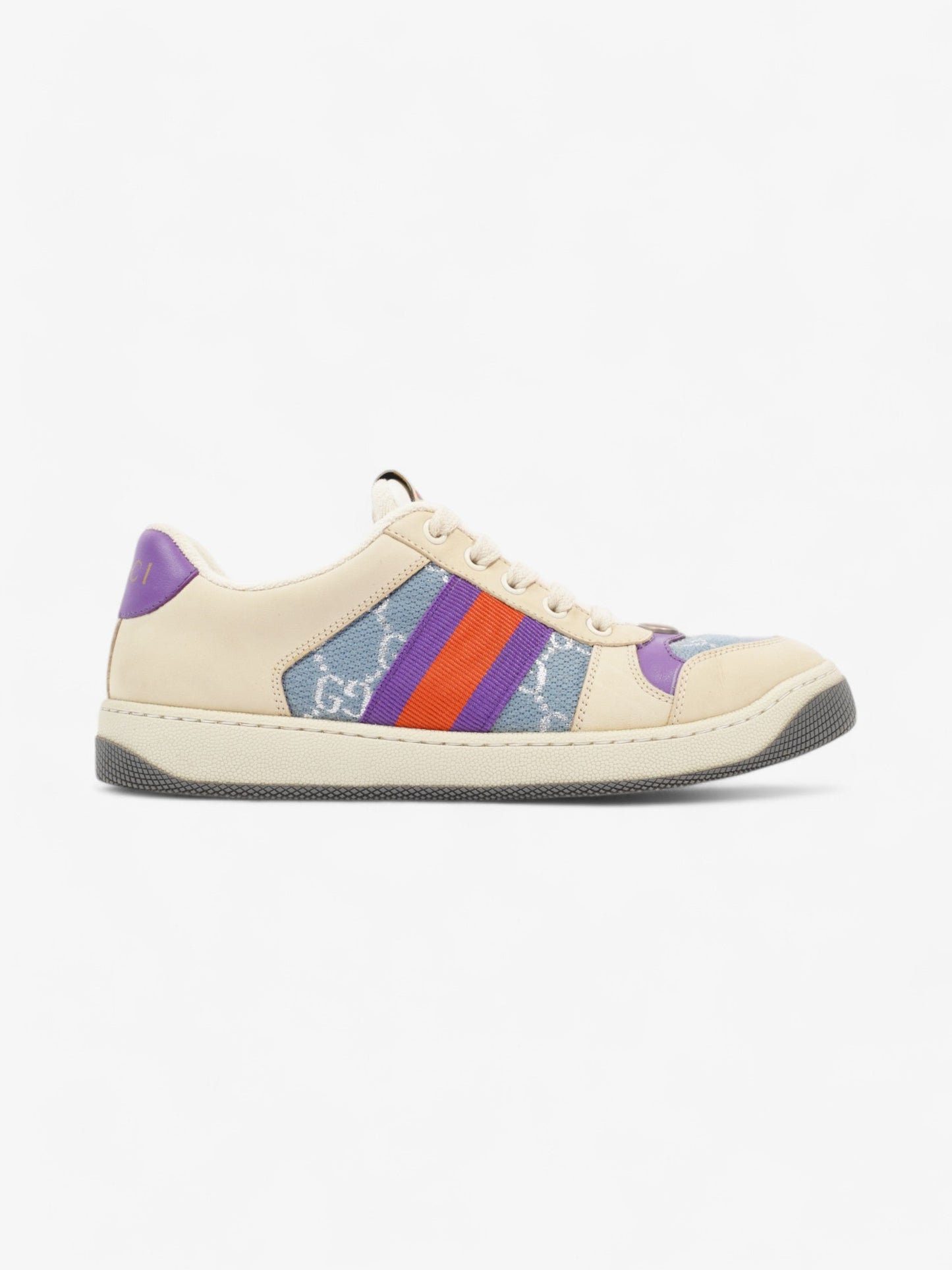 Gucci Screener Sneakers Beige / Blue / Purple Canvas EU 38.5 UK 5.5