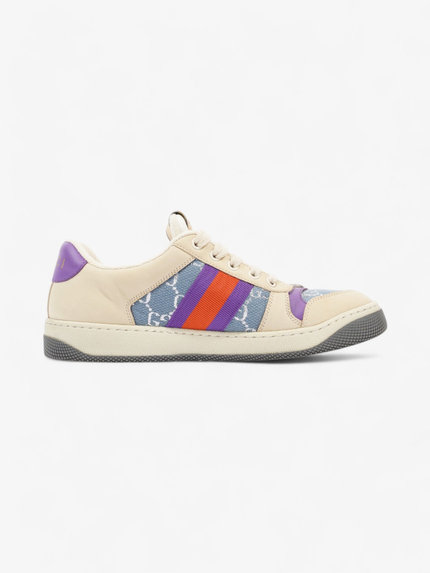 Gucci Screener Sneakers Beige / Blue / Purple Canvas EU 38.5 UK 5.5