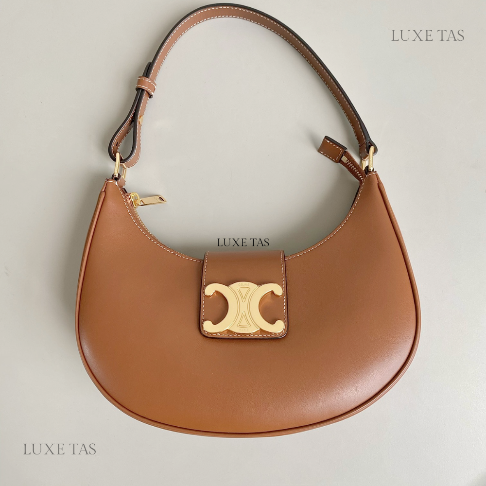Tan Ava Triomphe Soft Bag In Smooth Calfskin Leather Shoulder Bag for Women