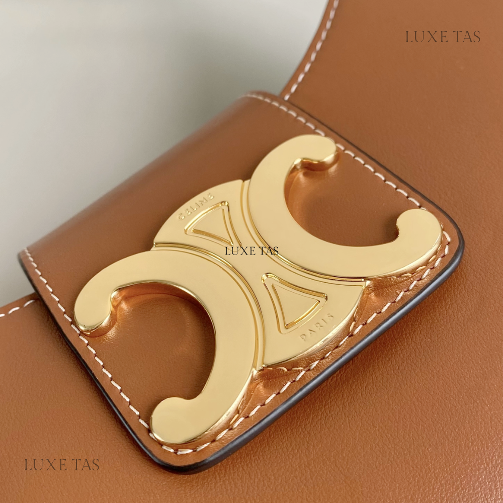 Tan Ava Triomphe Soft Bag In Smooth Calfskin Leather Shoulder Bag for Women