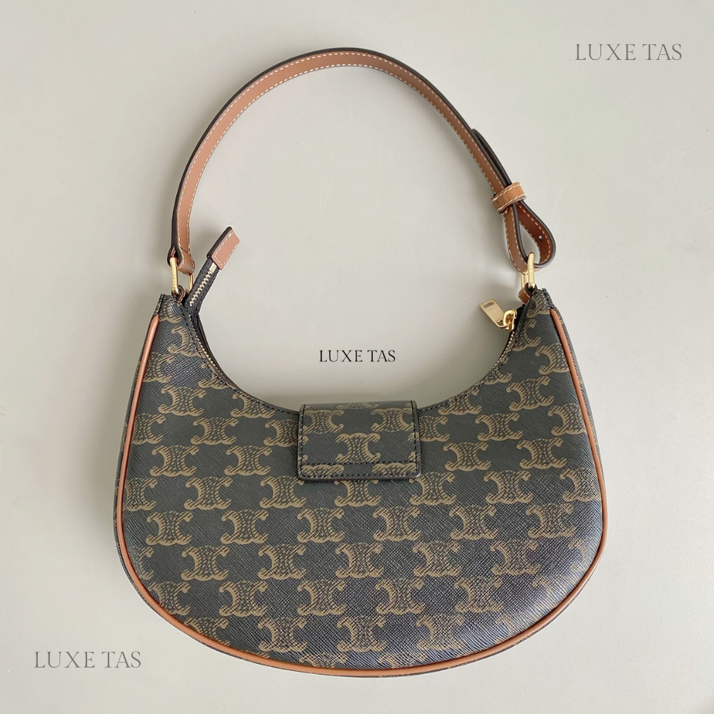 Tan Ava Triomphe Soft Bag In Triomphe Canvas And Calfskin Leather Shoulder Bag for Women