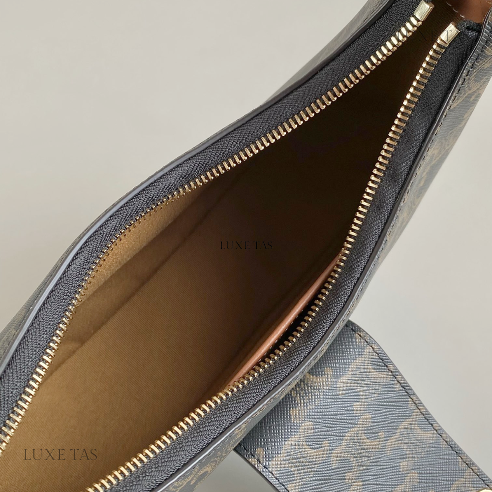 Tan Ava Triomphe Soft Bag In Triomphe Canvas And Calfskin Leather Shoulder Bag for Women