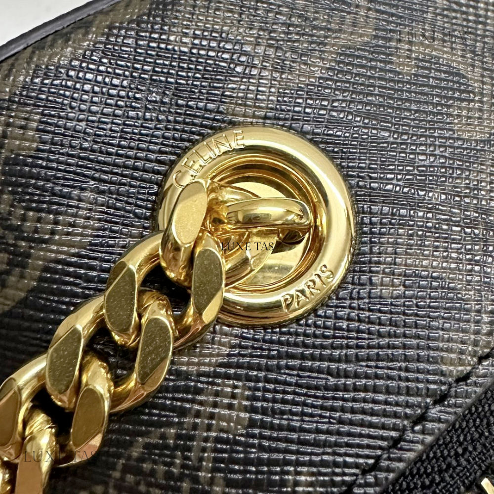 Tan Box On Chain Cuir Triomphe In Triomphe Canvas And Calfskin Leather Shoulder Bag for Women