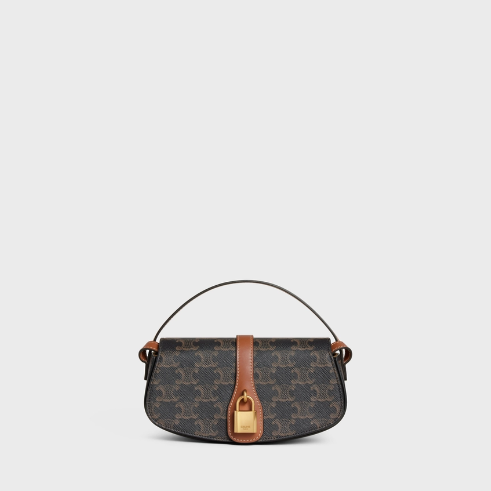 Tan Clutch On Strap Tabou In Triomphe Canvas And Calfskin Leather Mini Bag for Women