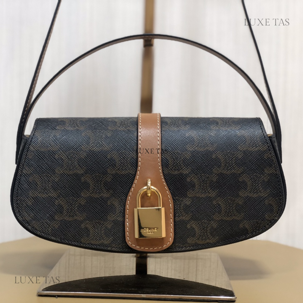 Tan Clutch On Strap Tabou In Triomphe Canvas And Calfskin Leather Mini Bag for Women