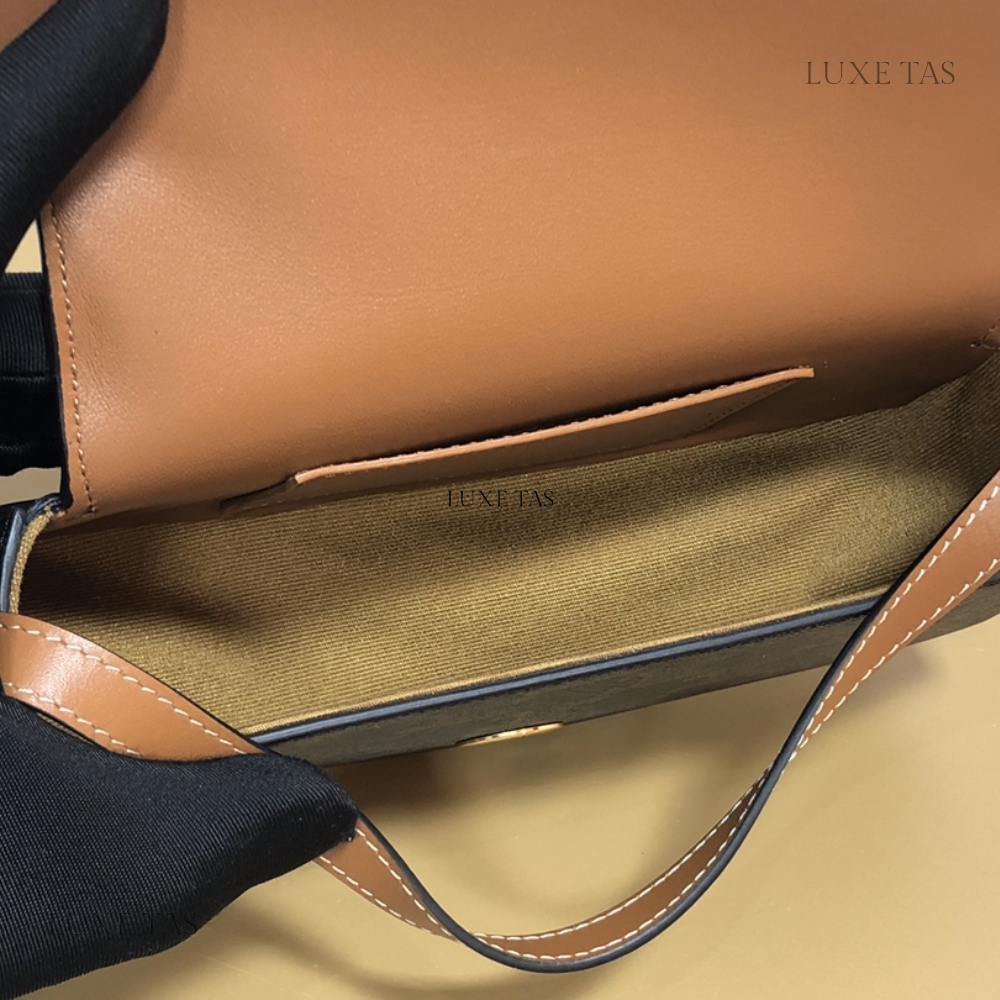 Tan Clutch On Strap Tabou In Triomphe Canvas And Calfskin Leather Mini Bag for Women