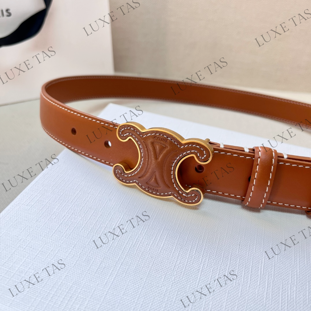Tan Medium Cuir Triomphe Belt In Natural Calfskin Designer Belts for Women
