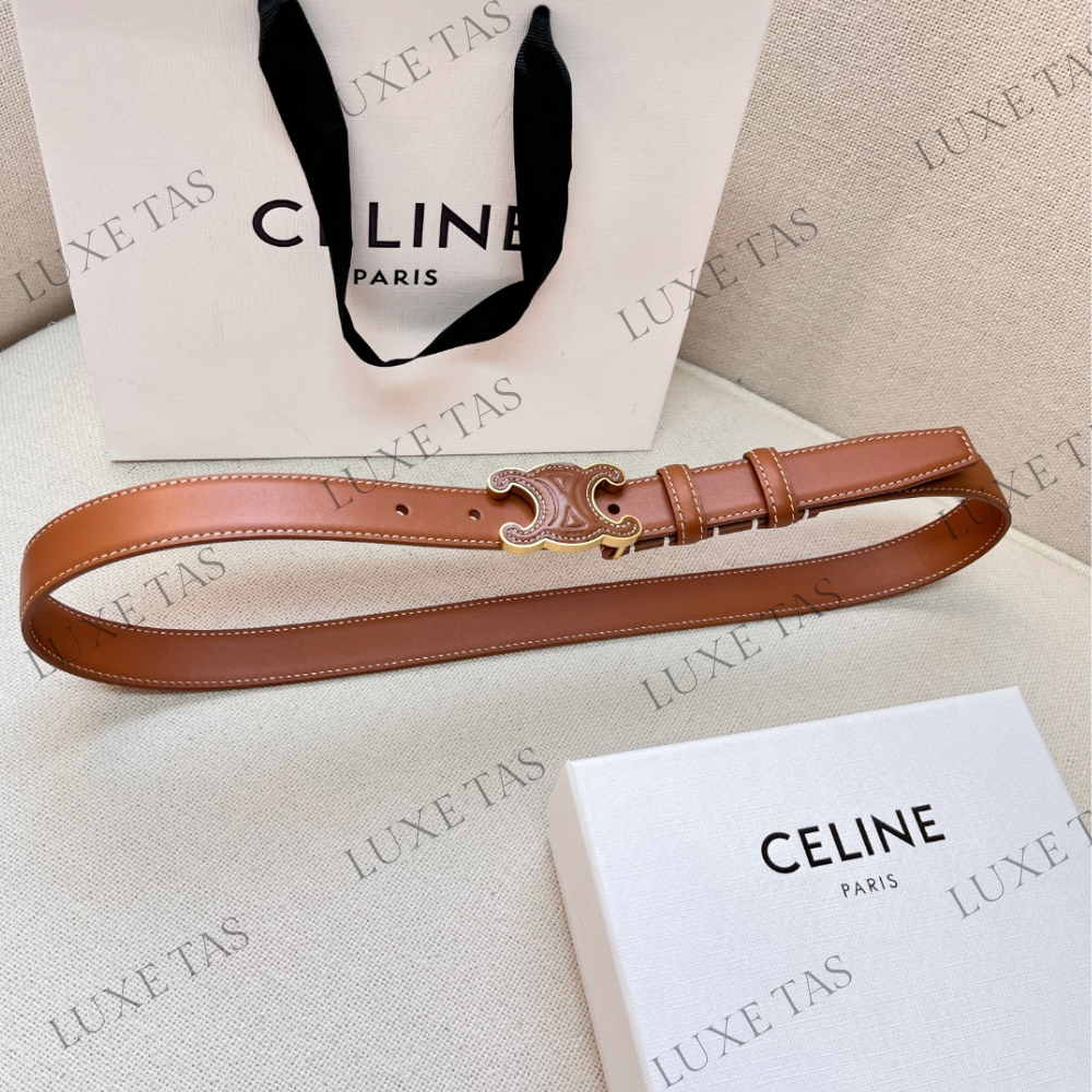 Tan Medium Cuir Triomphe Belt In Natural Calfskin Designer Belts for Women