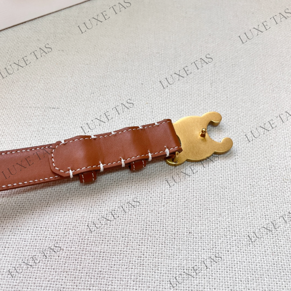Tan Medium Cuir Triomphe Belt In Natural Calfskin Designer Belts for Women