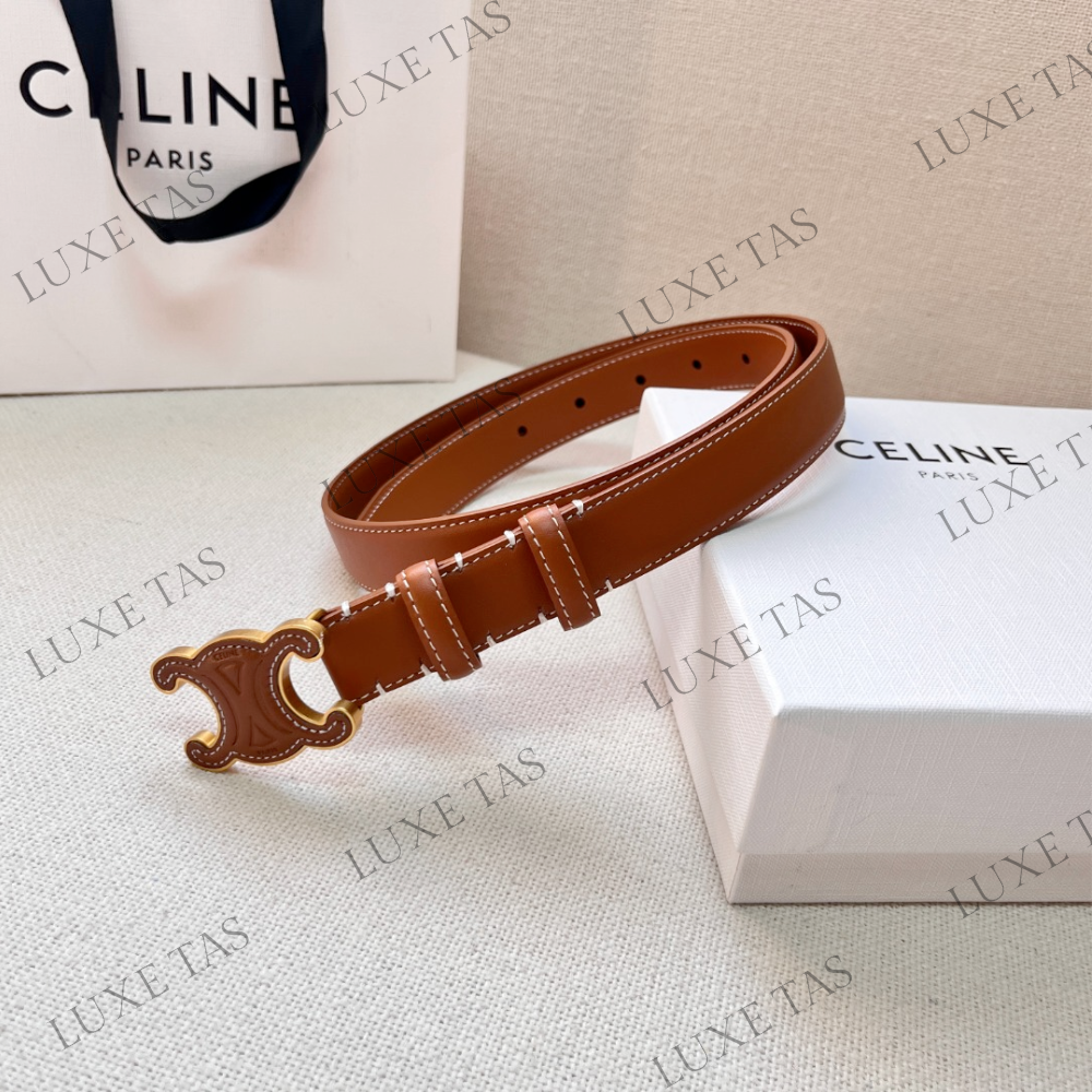 Tan Medium Cuir Triomphe Belt In Natural Calfskin Designer Belts for Women