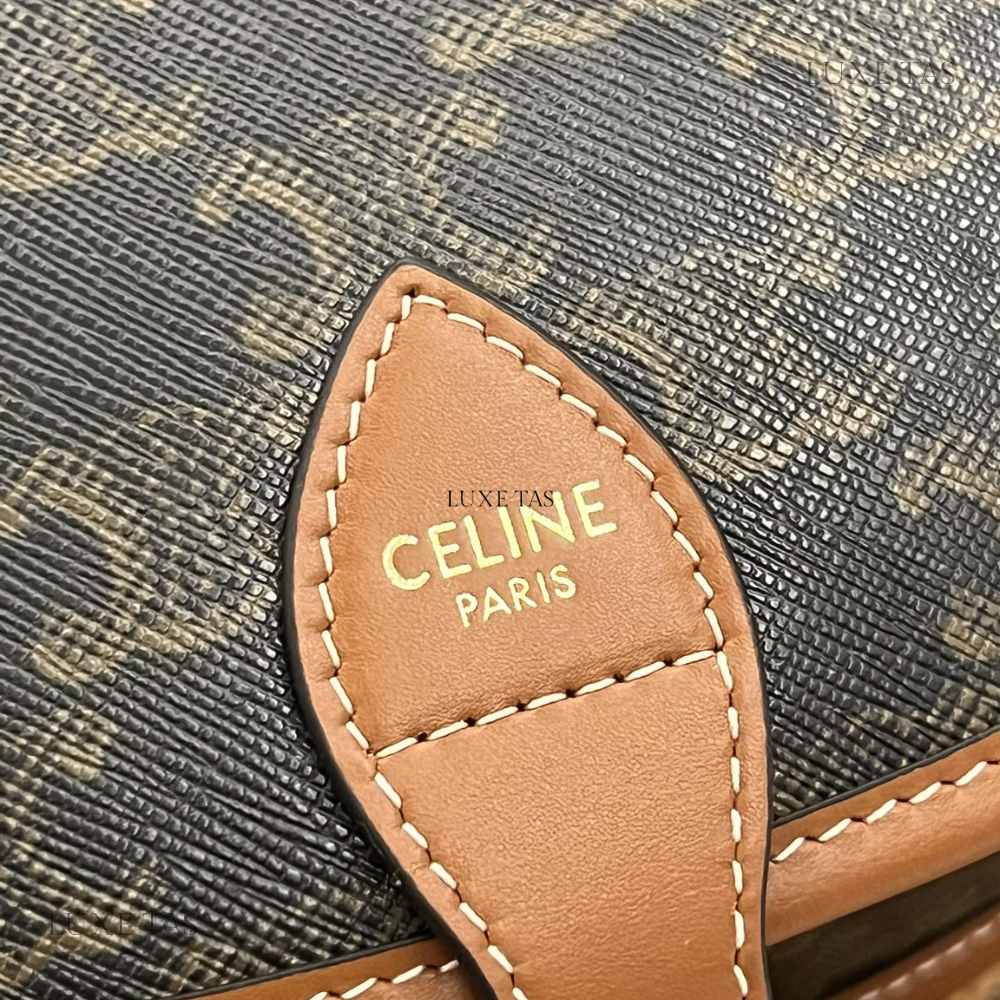 Tan Medium Folco Bag In Triomphe Canvas And Calfskin Leather Crossbody Bag for Women