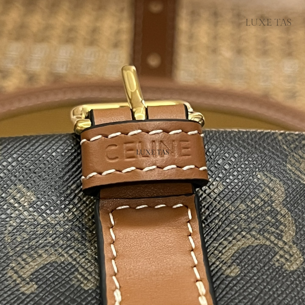 Tan Medium Folco Bag In Triomphe Canvas And Calfskin Leather Crossbody Bag for Women