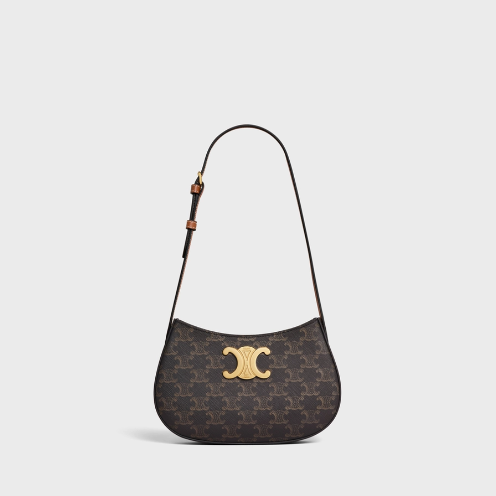 Tan Medium Tilly Bag In Triomphe Canvas And Calfskin Leather Shoulder Bag for Women