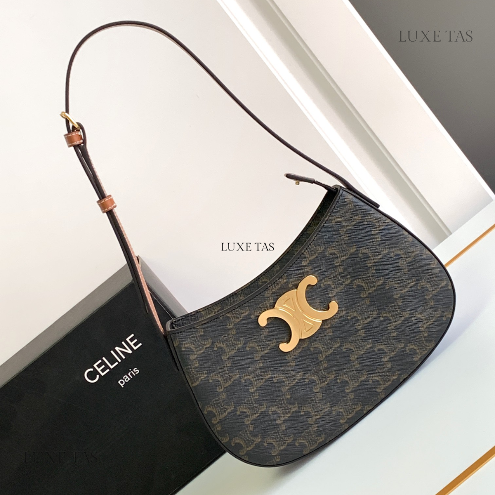 Tan Medium Tilly Bag In Triomphe Canvas And Calfskin Leather Shoulder Bag for Women