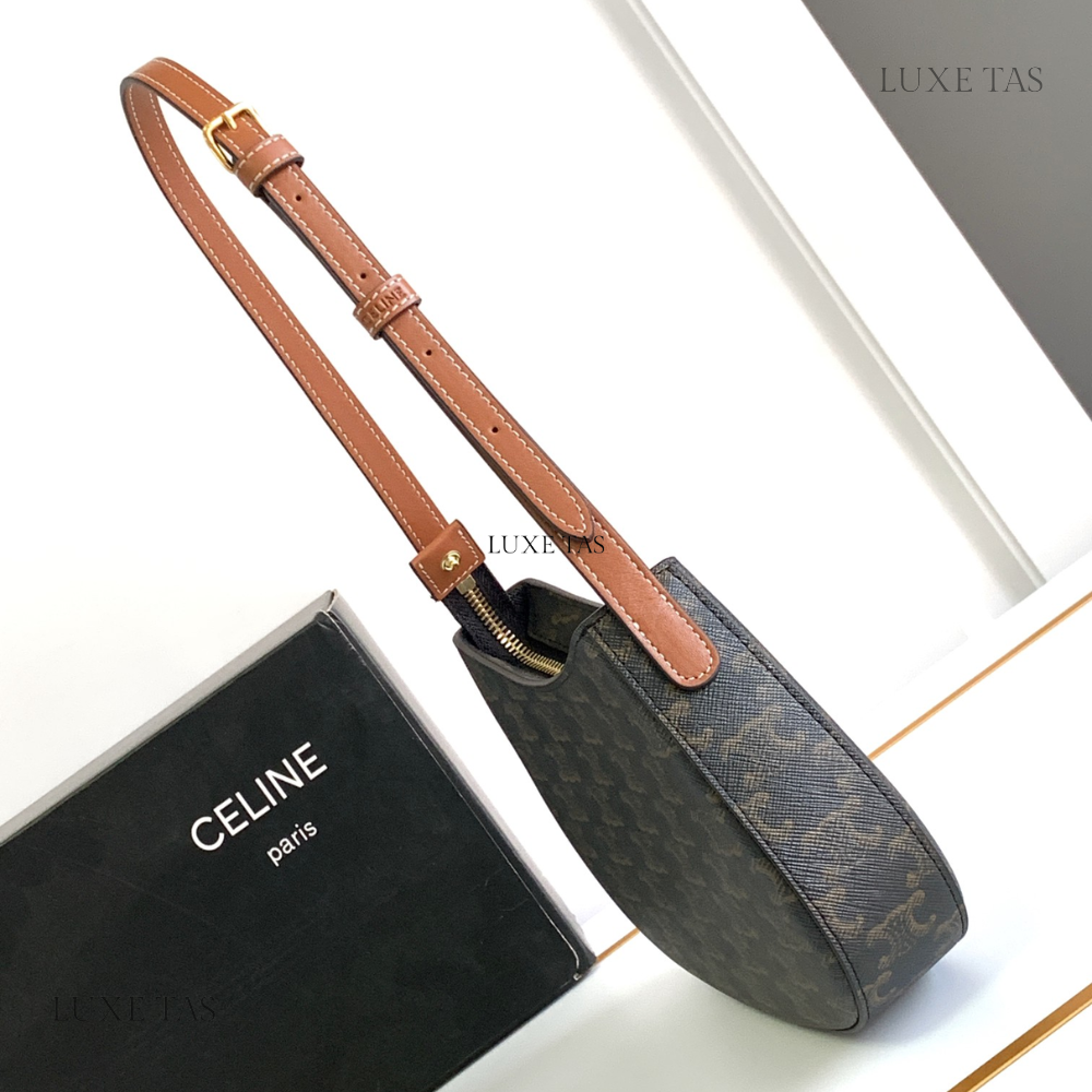 Tan Medium Tilly Bag In Triomphe Canvas And Calfskin Leather Shoulder Bag for Women