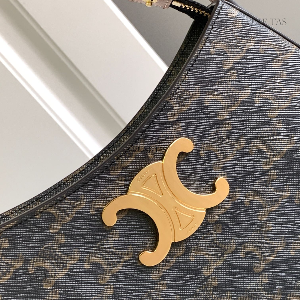 Tan Medium Tilly Bag In Triomphe Canvas And Calfskin Leather Shoulder Bag for Women