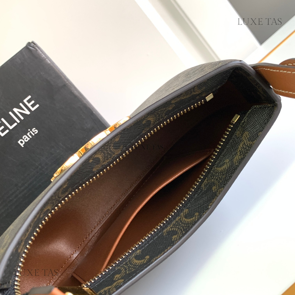 Tan Medium Tilly Bag In Triomphe Canvas And Calfskin Leather Shoulder Bag for Women