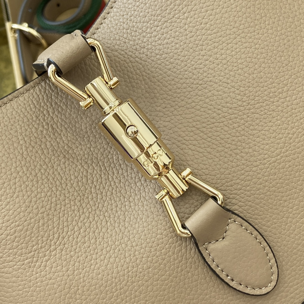 Taupe Jackie 1961 Medium Leather Handbag Classic Crescent Shoulder Bag for Women