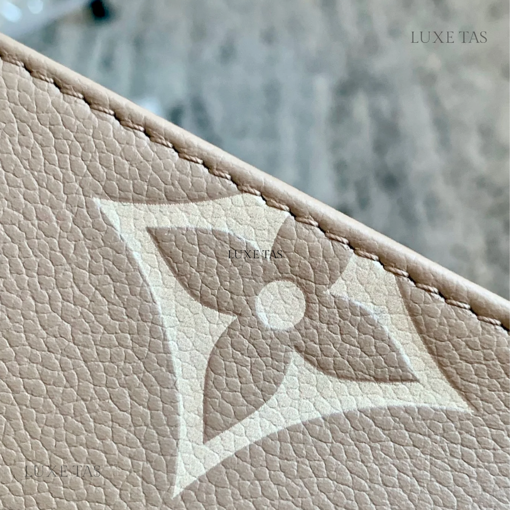 Tourterelle Beige Bicolour Monogram Empreinte Leather Onthego PM Leather Tote Bag for Women