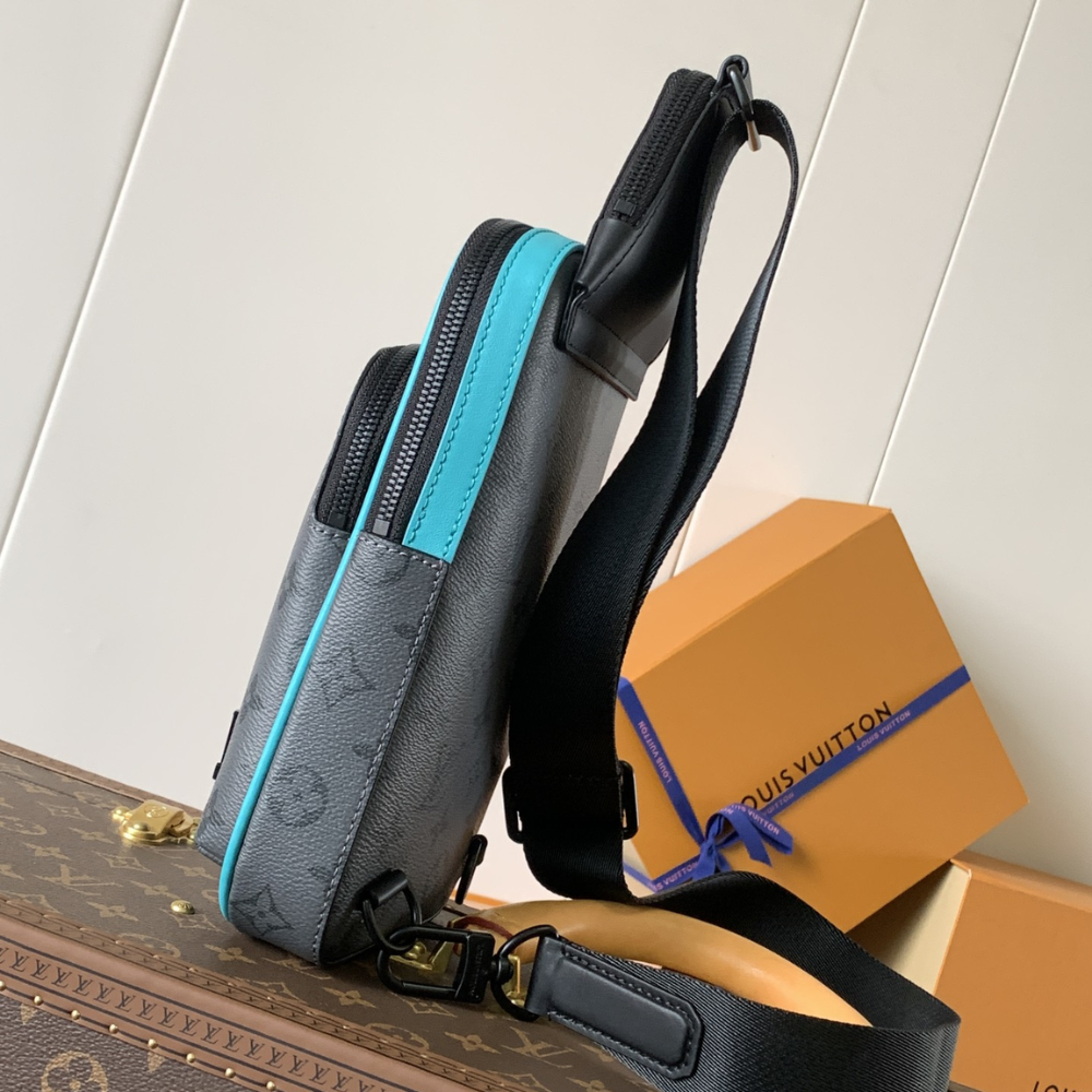 Turquoise Gray Avenue Slingbag PM Leather Crossbody Bag for Men
