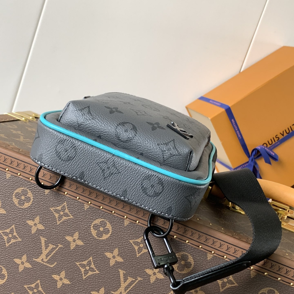 Turquoise Gray Avenue Slingbag PM Leather Crossbody Bag for Men