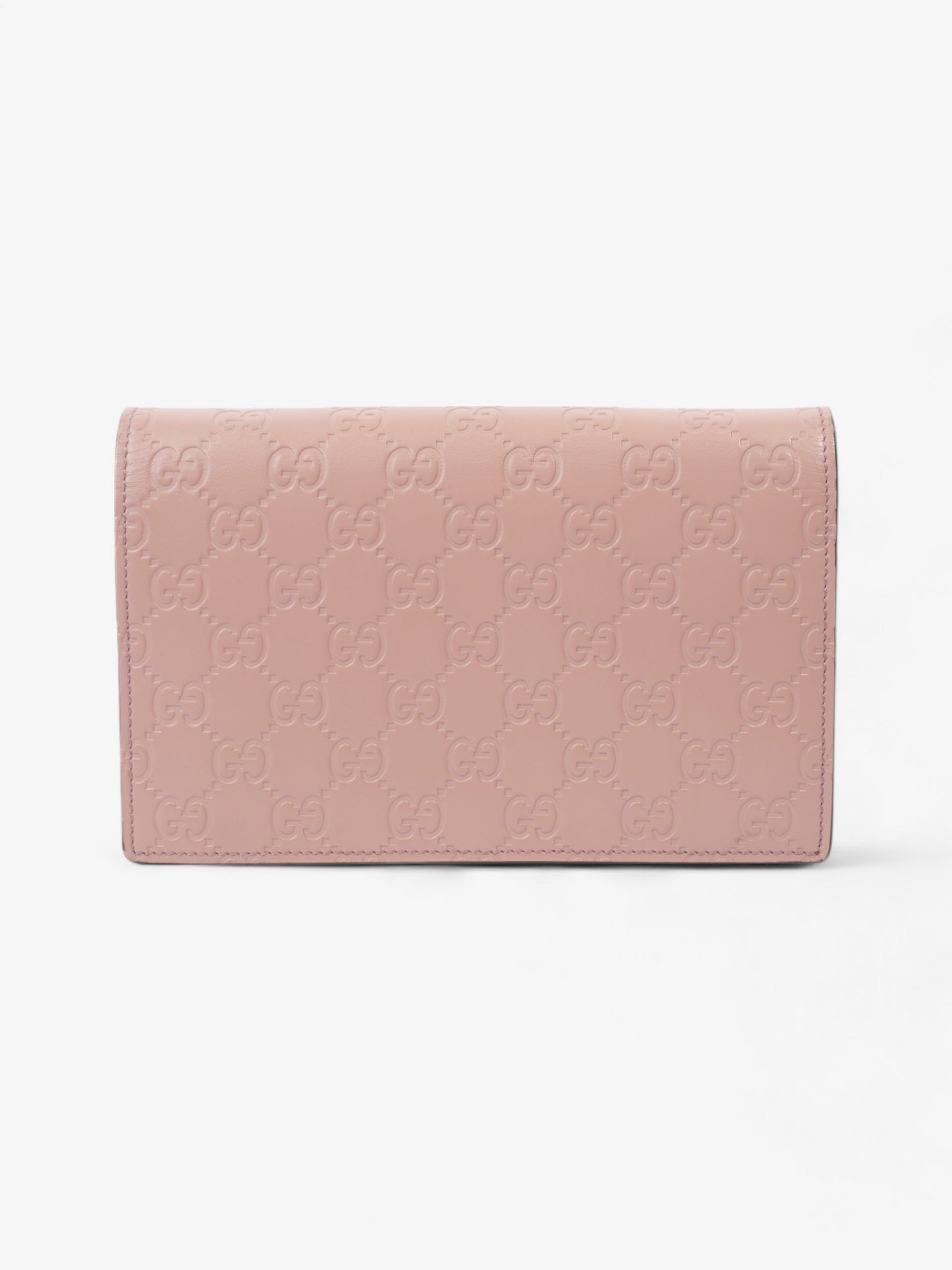 Gucci Bow Continental Chain Wallet Pink Guccissima Leather