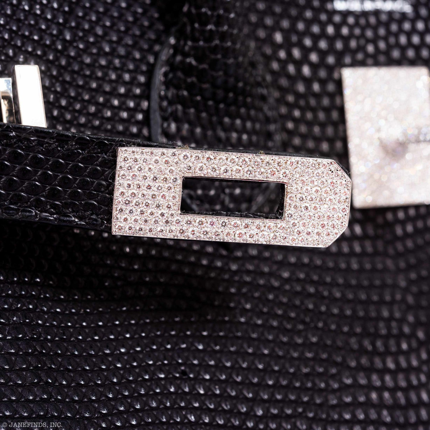 Vintage Hermès Birkin 25 Black Salvator Lizard With Jacob & Co. White Gold & Diamond Hardware - 2009, Square M