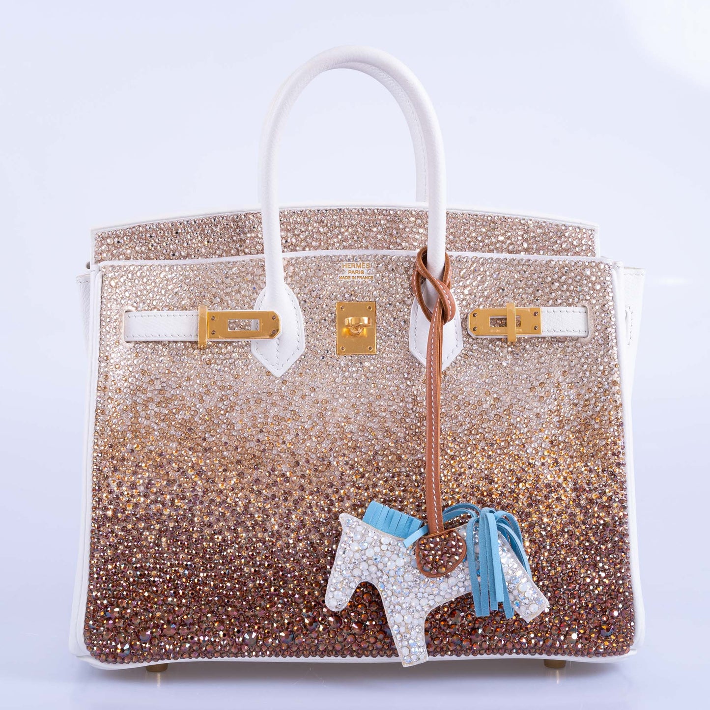 Vintage Hermès Birkin 25 'Ombré' Custom Swarovski Crystals with Gold Hardware
