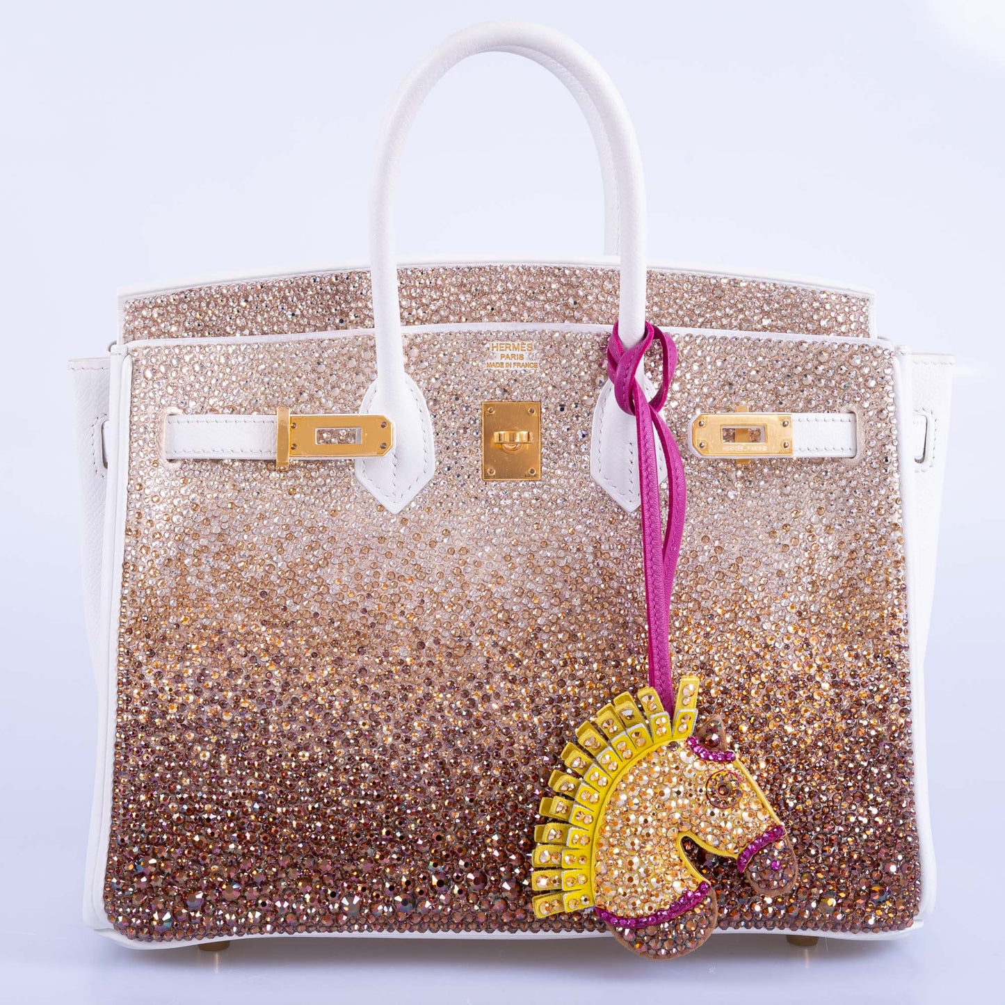 Vintage Hermès Birkin 25 'Ombré' Custom Swarovski Crystals with Gold Hardware