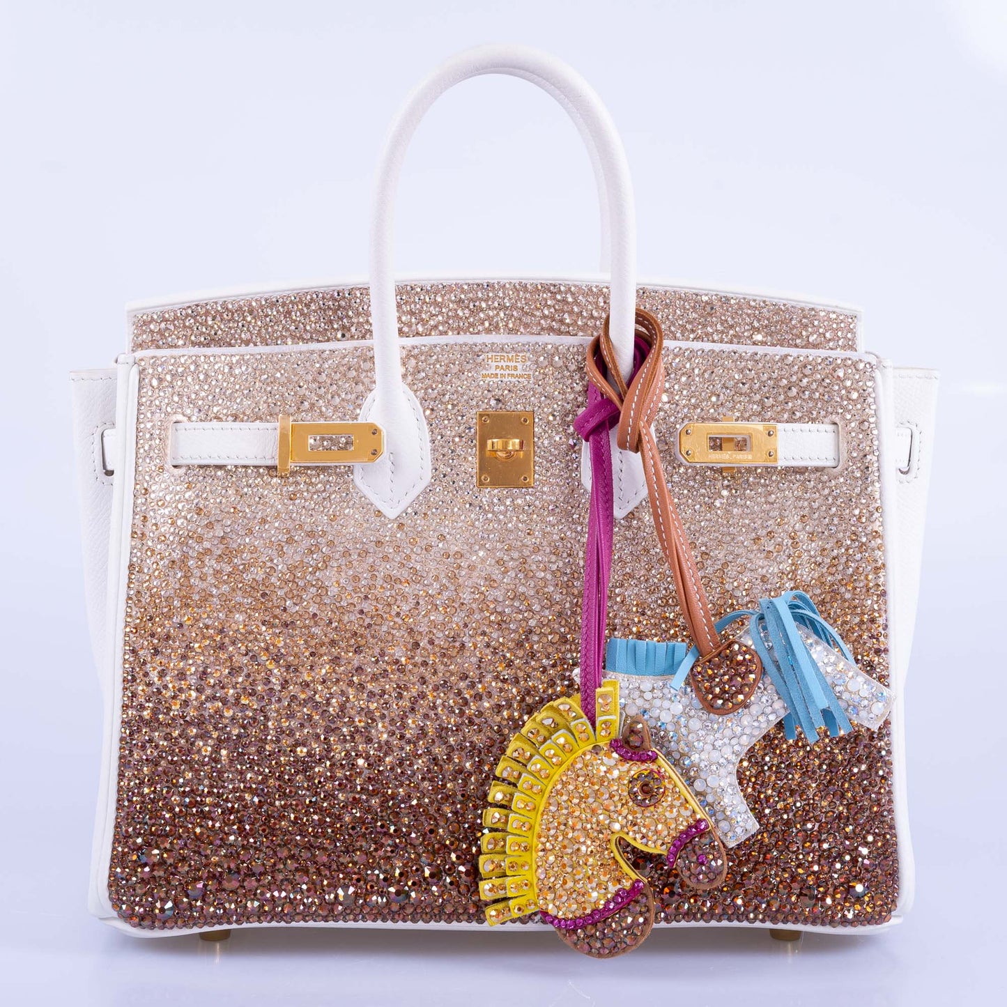 Vintage Hermès Birkin 25 'Ombré' Custom Swarovski Crystals with Gold Hardware