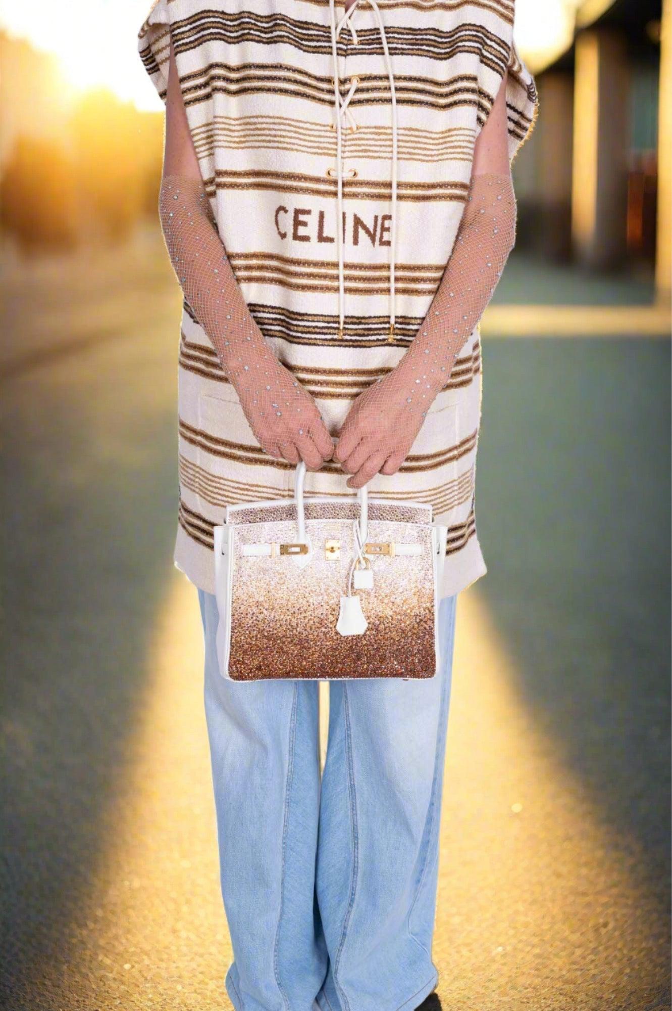 Vintage Hermès Birkin 25 'Ombré' Custom Swarovski Crystals with Gold Hardware