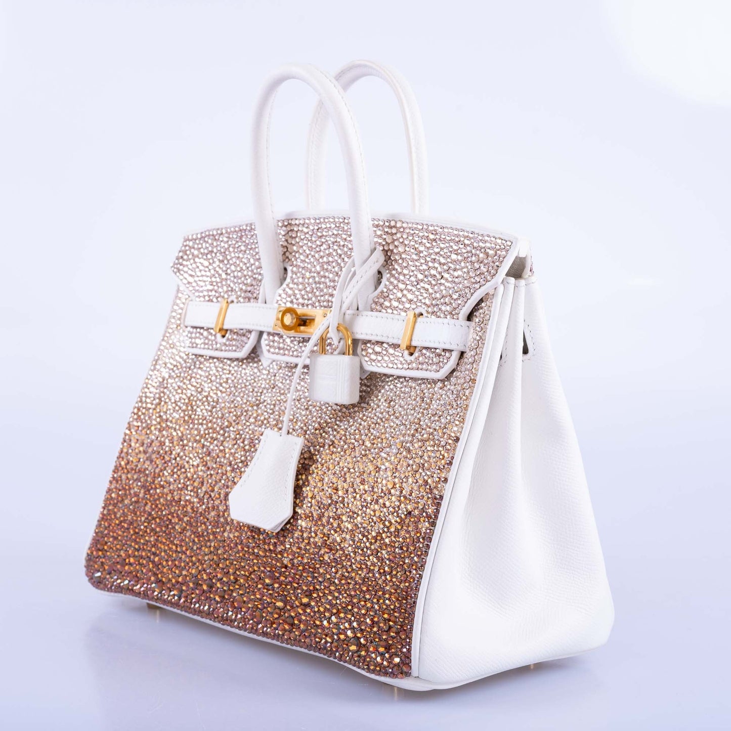 Vintage Hermès Birkin 25 'Ombré' Custom Swarovski Crystals with Gold Hardware