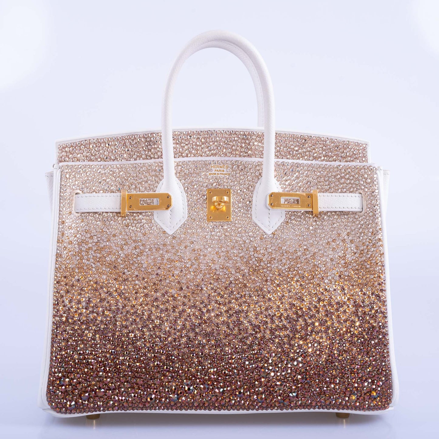 Vintage Hermès Birkin 25 'Ombré' Custom Swarovski Crystals with Gold Hardware