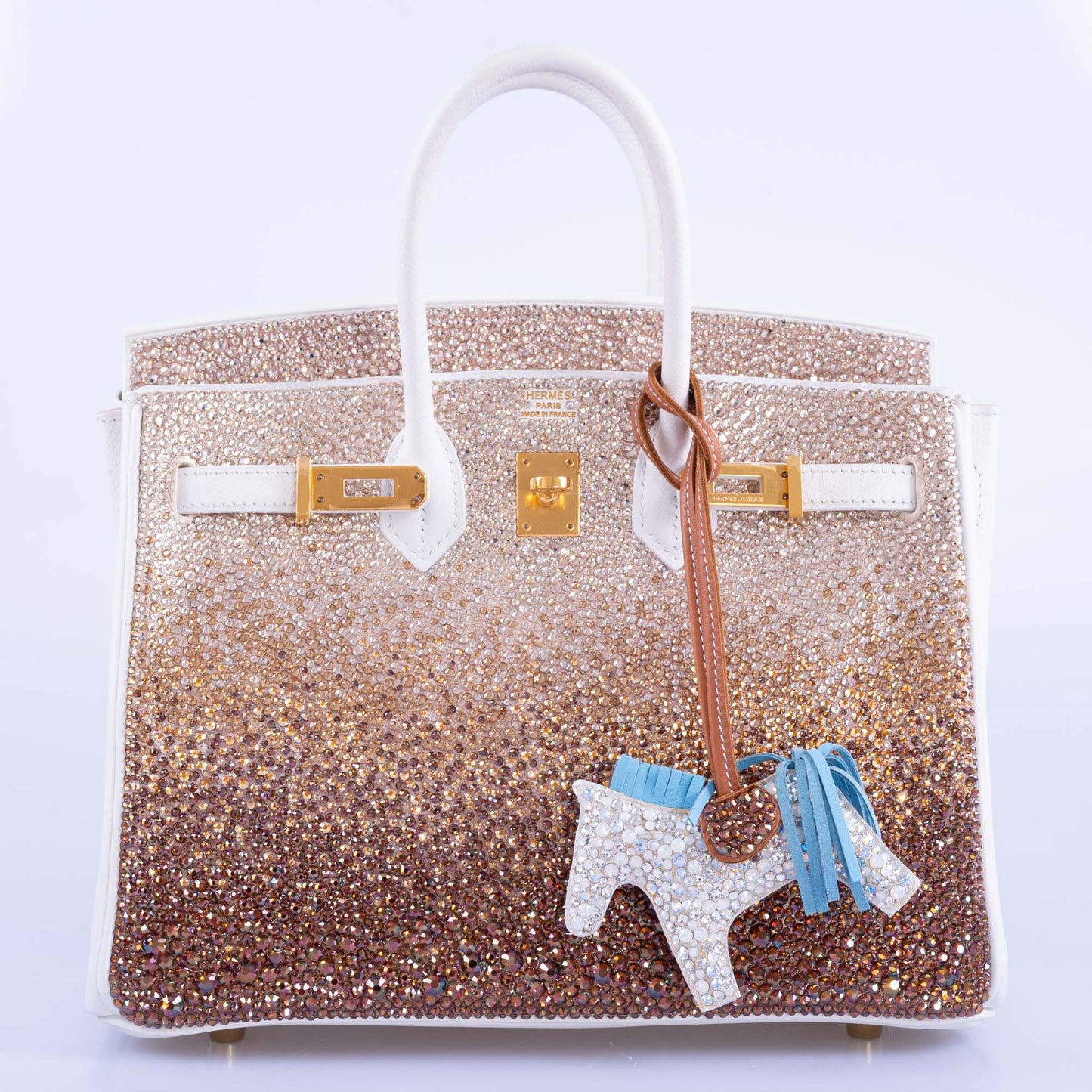 Vintage Hermès Birkin 25 'Ombré' Custom Swarovski Crystals with Gold Hardware