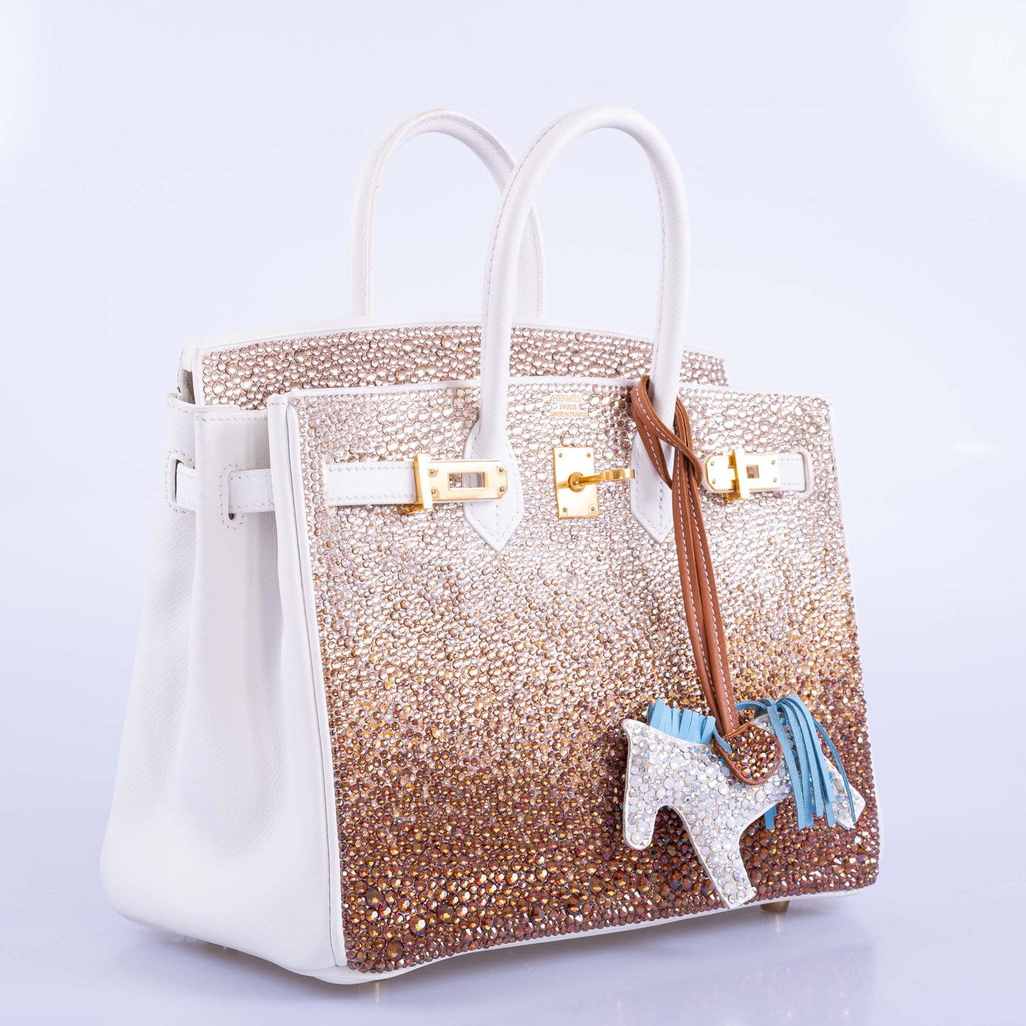 Vintage Hermès Birkin 25 'Ombré' Custom Swarovski Crystals with Gold Hardware