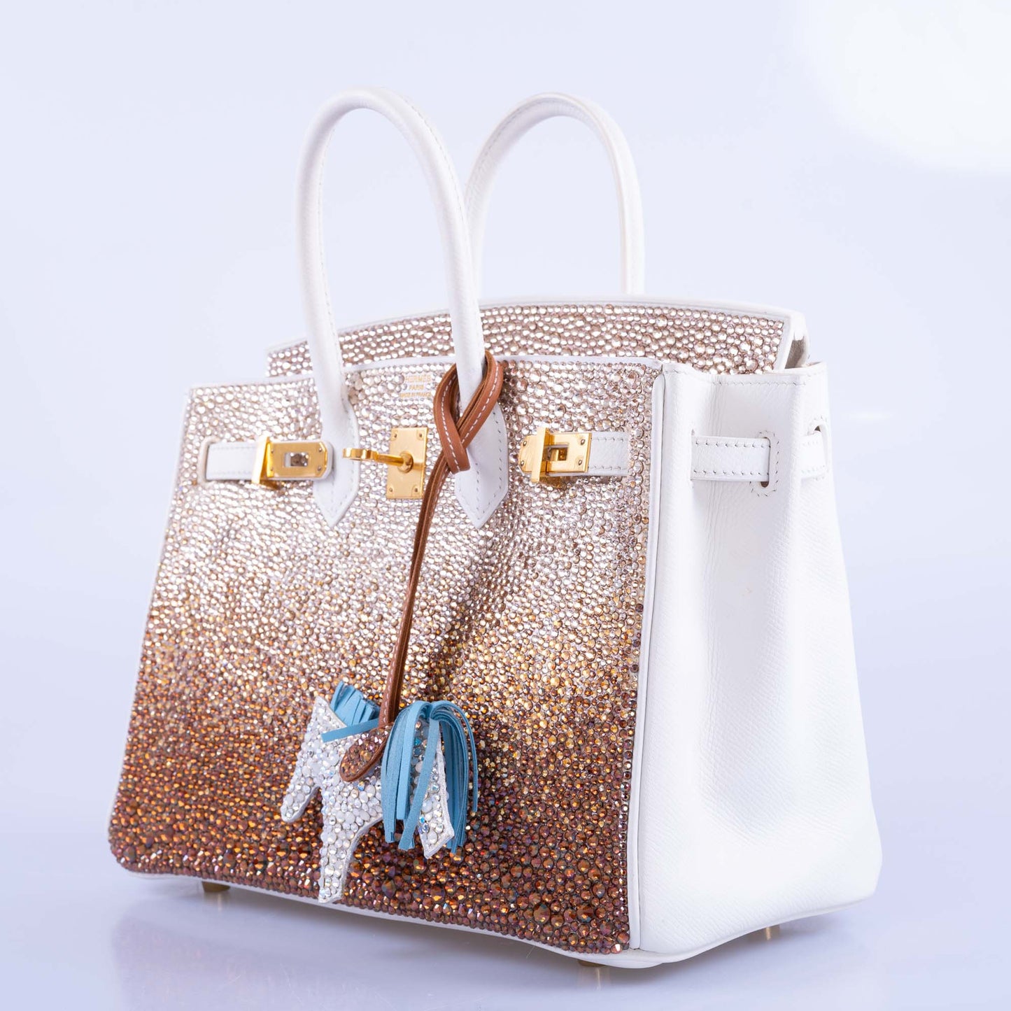 Vintage Hermès Birkin 25 'Ombré' Custom Swarovski Crystals with Gold Hardware
