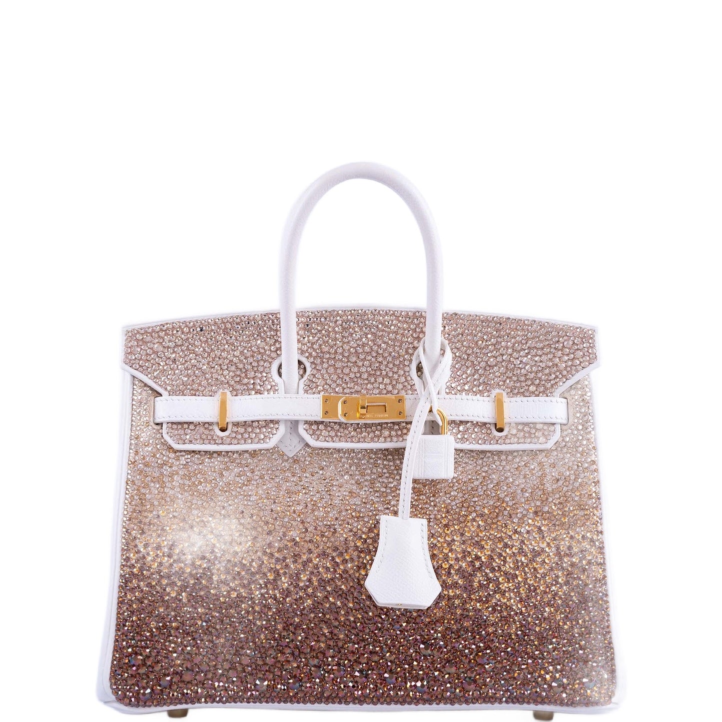 Vintage Hermès Birkin 25 'Ombré' Custom Swarovski Crystals with Gold Hardware
