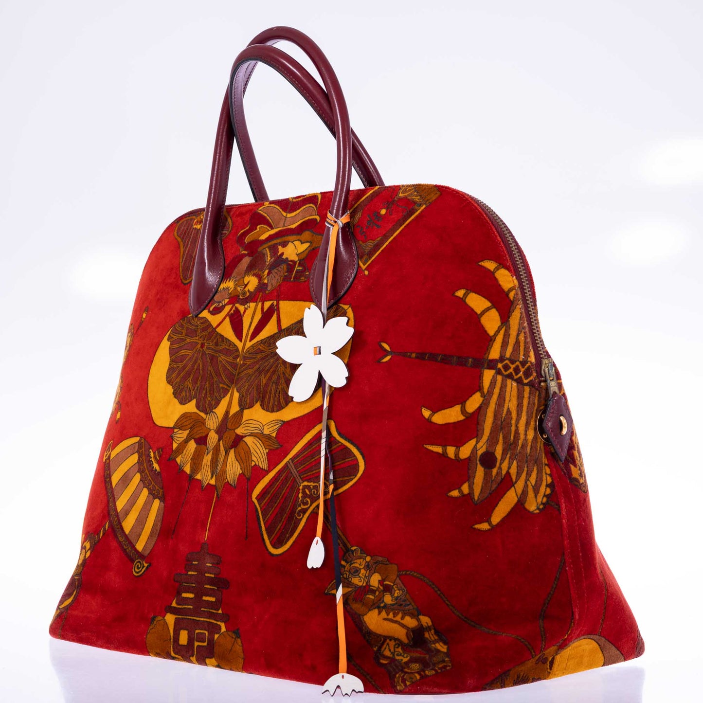 Vintage Hermès Bolide 45 SOIES VOLANTES Rouge H Box and Velvet Travel Bag
