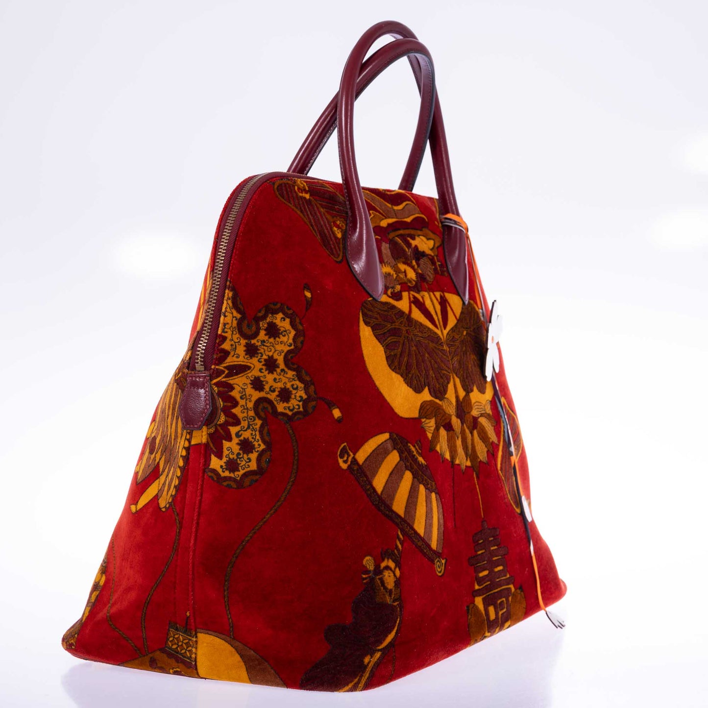 Vintage Hermès Bolide 45 SOIES VOLANTES Rouge H Box and Velvet Travel Bag