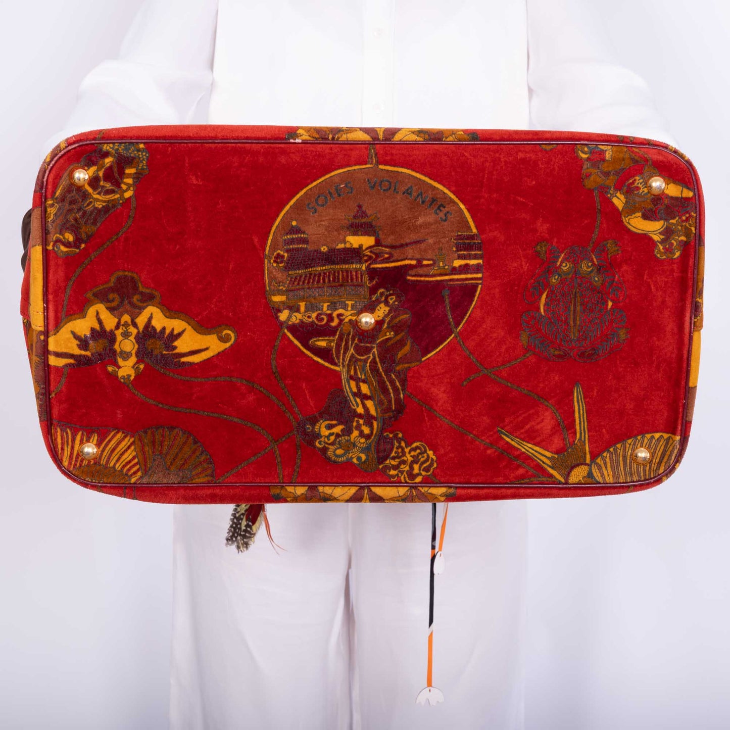 Vintage Hermès Bolide 45 SOIES VOLANTES Rouge H Box and Velvet Travel Bag
