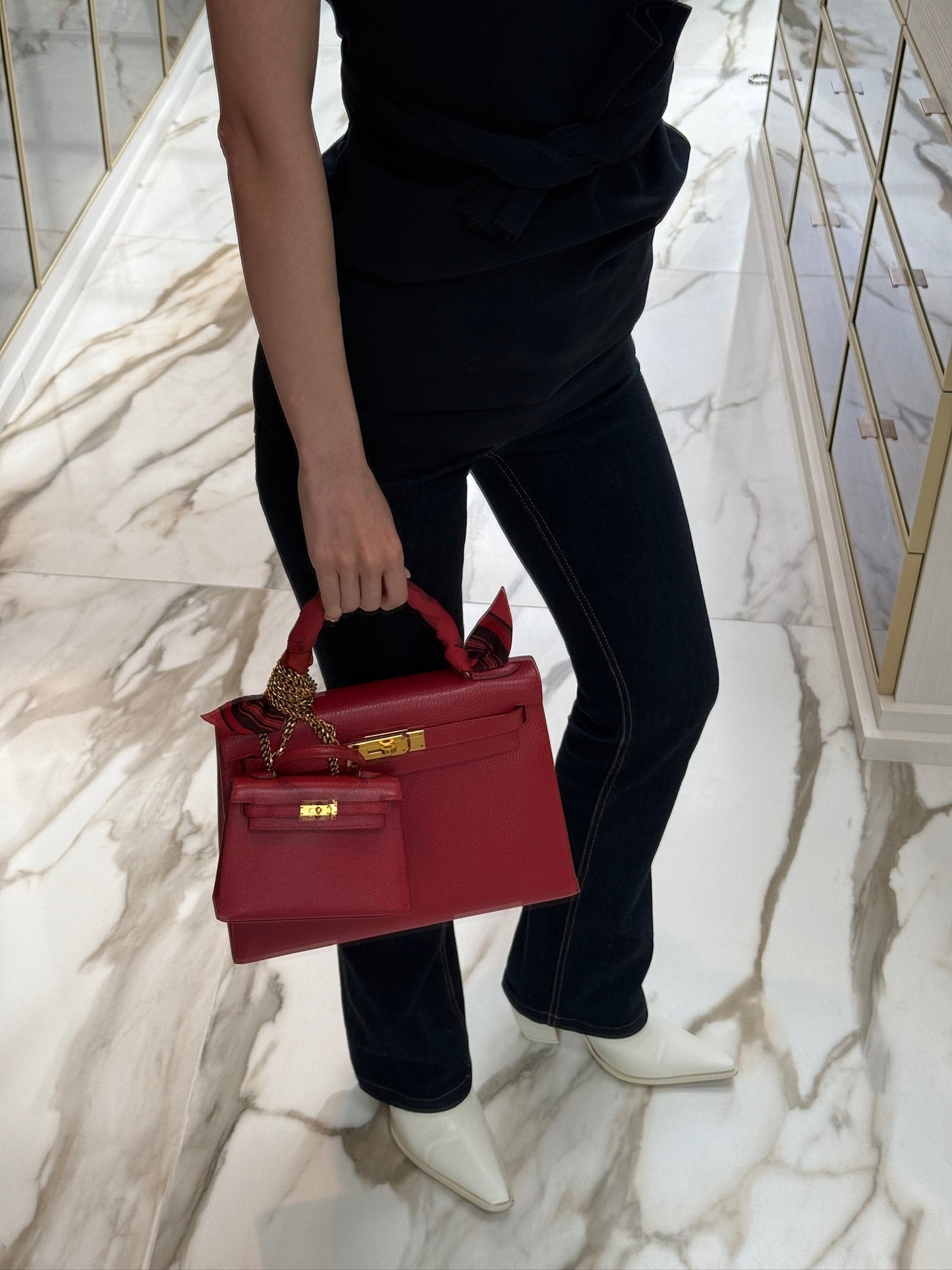 Vintage Hermès Kelly 15 Sellier Micro Rouge Vif Courchevel Gold Hardware