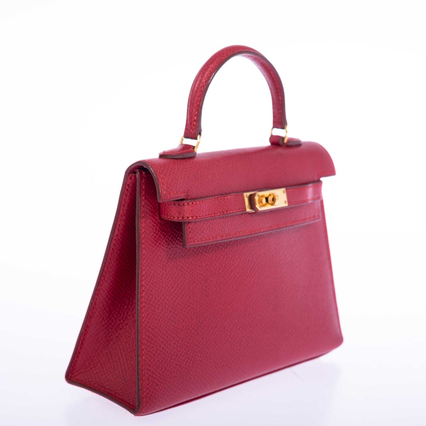 Vintage Hermès Kelly 15 Sellier Micro Rouge Vif Courchevel Gold Hardware