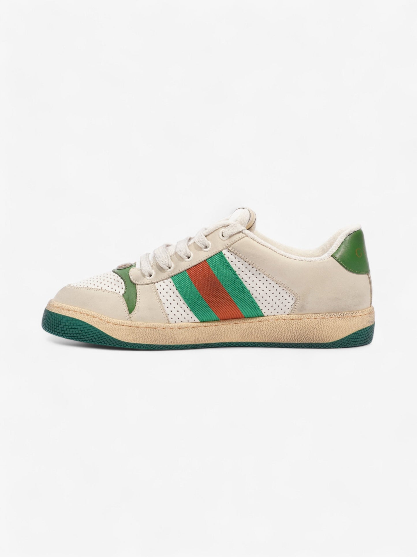 Gucci Screener GG Sneakers Beige / White / Green Leather EU 42.5 UK 8.5
