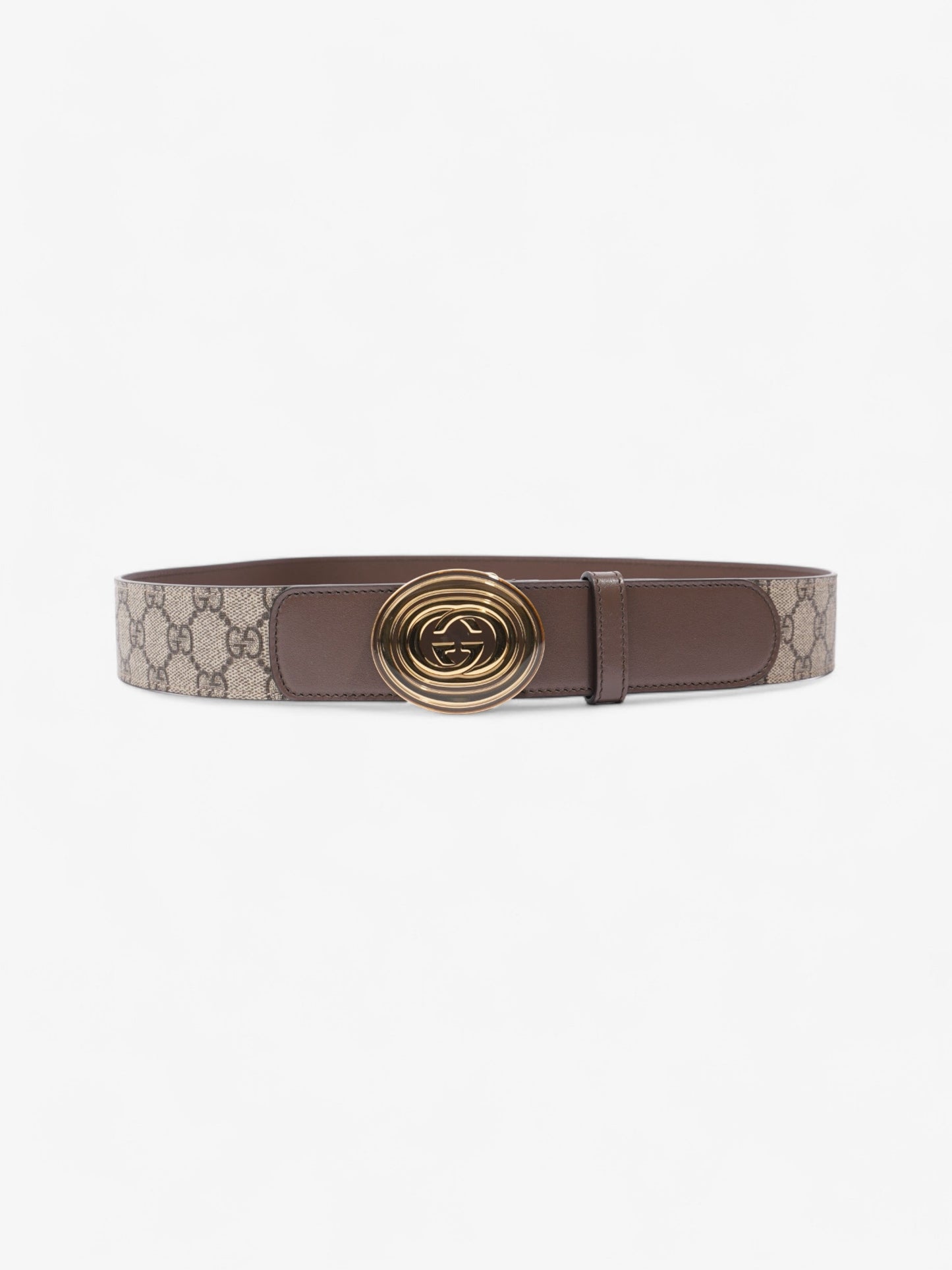 Gucci GG Interlocking Belt GG Supreme / Brown / Gold Canvas 95cm / 38"