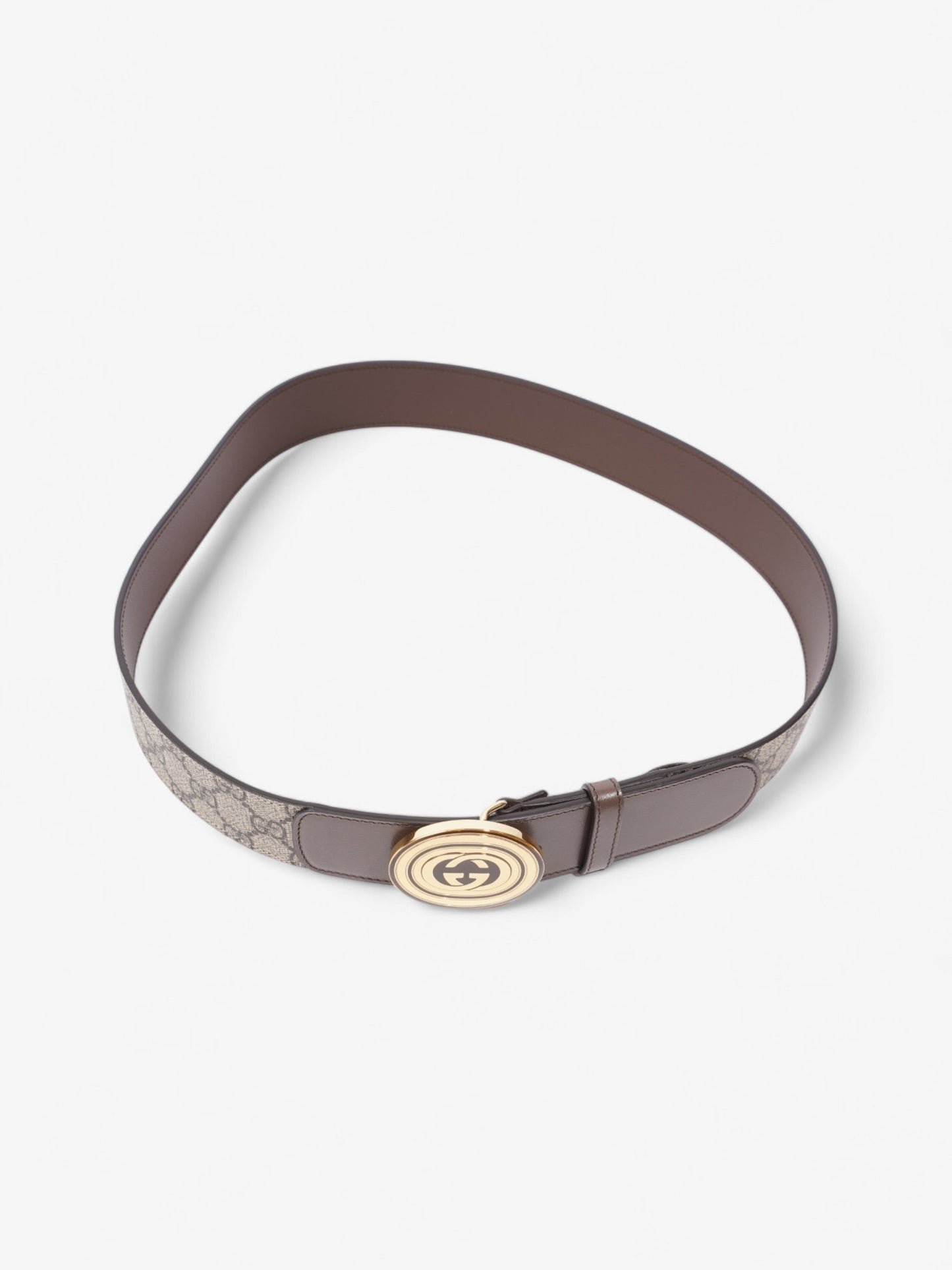 Gucci GG Interlocking Belt GG Supreme / Brown / Gold Canvas 95cm / 38"