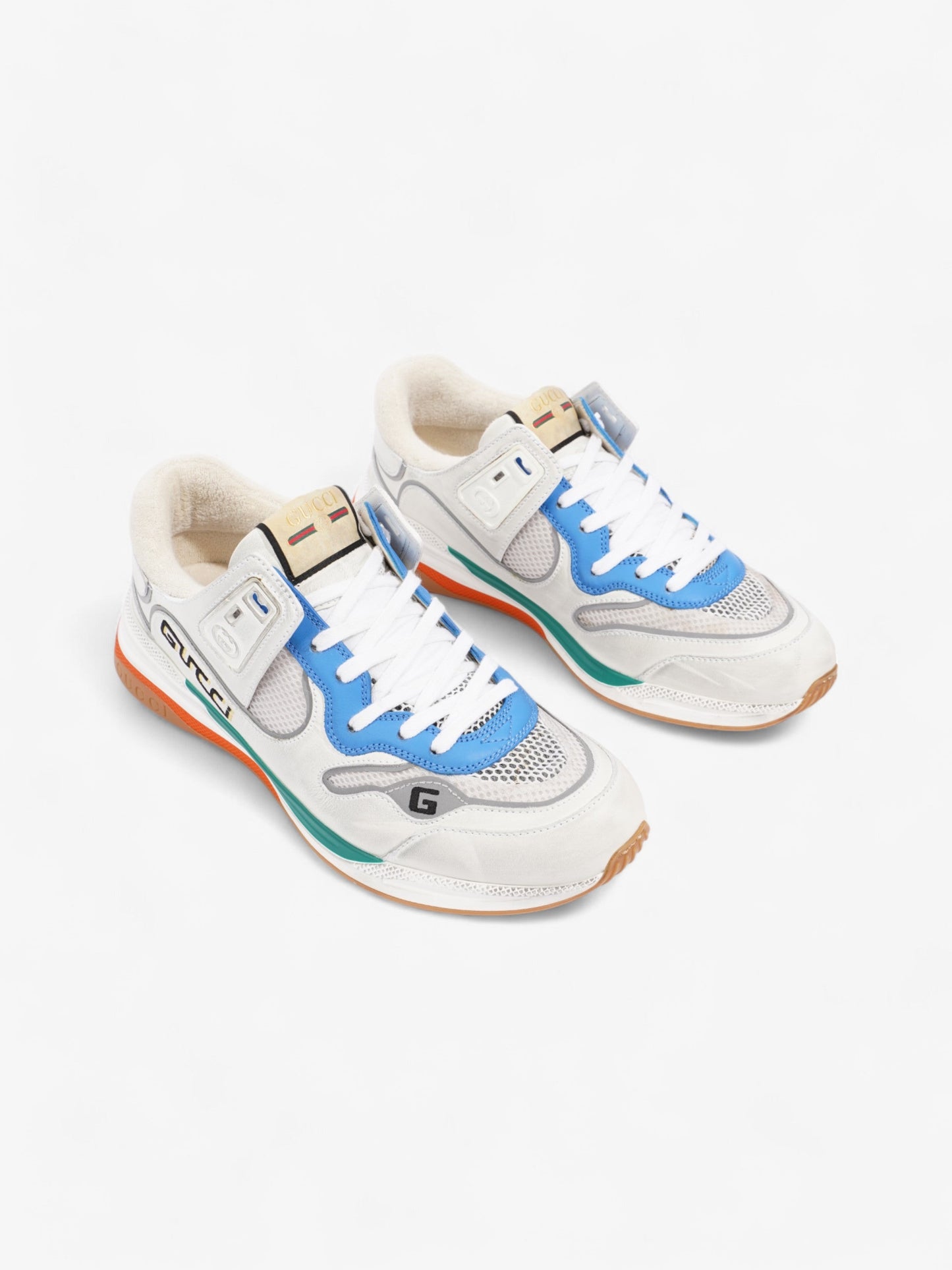 Gucci Ultrapace Sneakers White / Blue / Green Mesh EU 42 UK 8