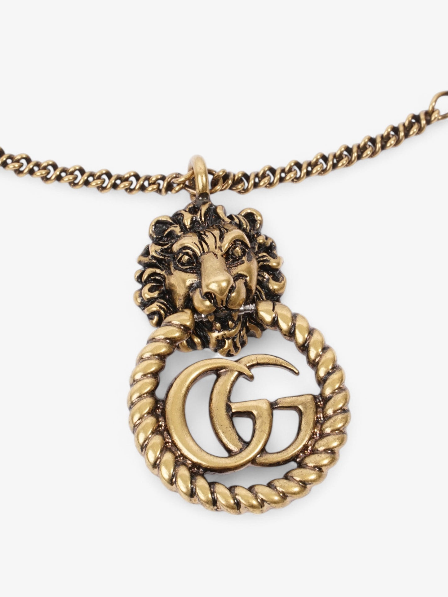 Gucci GG Lion Necklace Antique Gold Base Metal